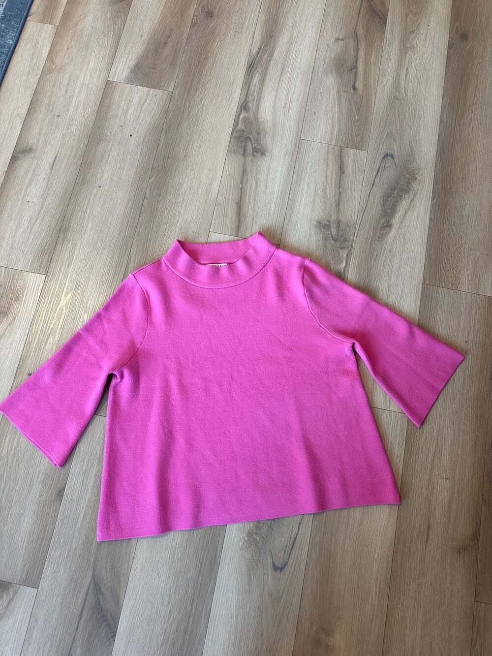 Avara Alannah Hot Pink Mock Neck Wide Sleeve Sweater